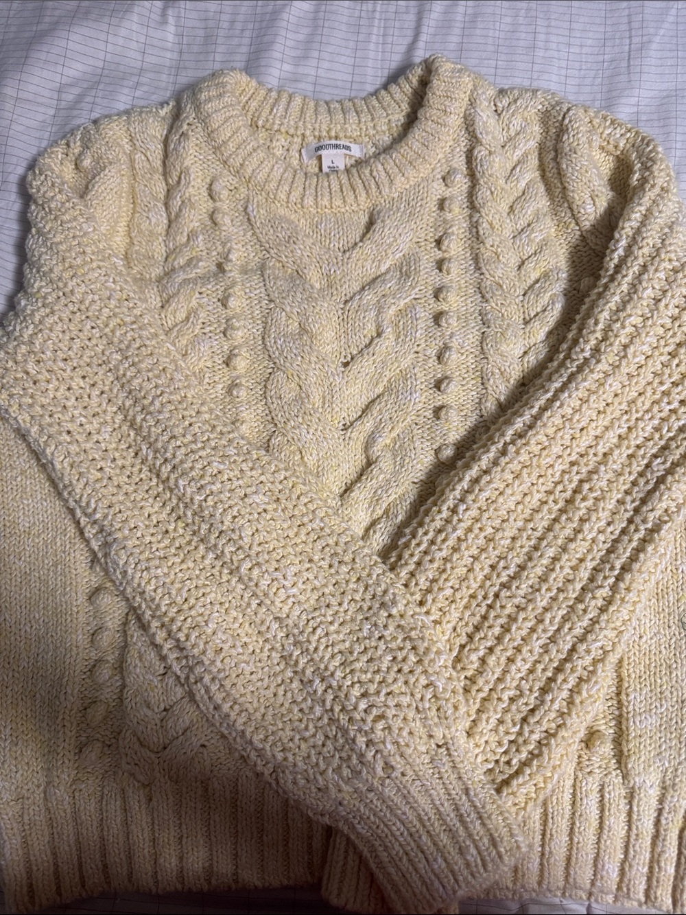Goodthreads Light Cream Cable Knit Crew Sweater